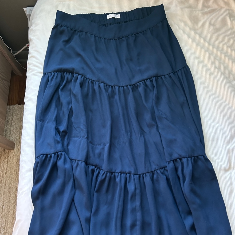 Elegant Navy Blue Tiered Skirt